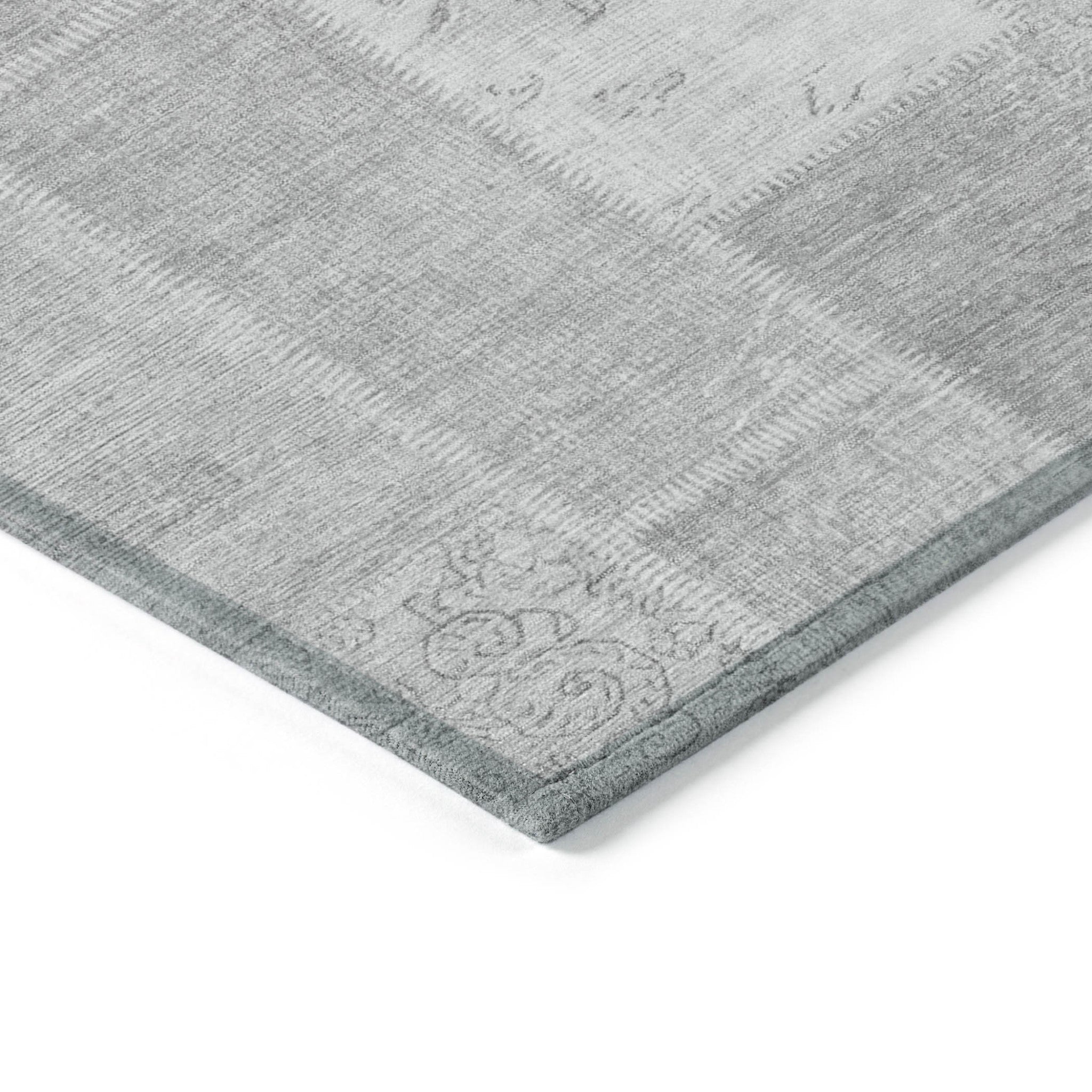 9' X 12' Silver Gray And Graphite Patchwork Washable Indoor Outdoor Area Rug no return