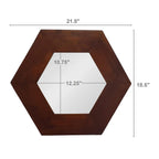 19" Dark Brown Hexagon Solid Wood Framed Accent Mirror