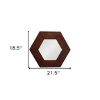 19" Dark Brown Hexagon Solid Wood Framed Accent Mirror