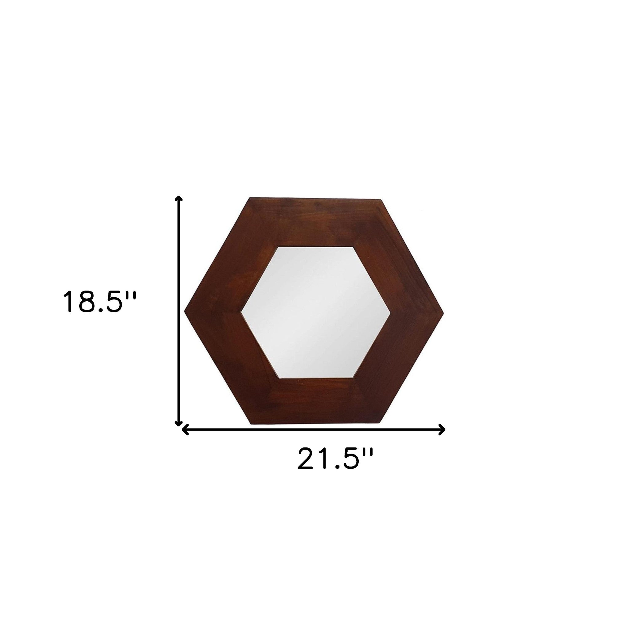 19" Dark Brown Hexagon Solid Wood Framed Accent Mirror