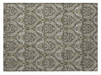 2' X 3' Taupe and Beige Damask Washable Non Skid Indoor Outdoor Area Rug