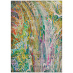 5' X 8' Green Gold And White Abstract Washable Indoor Outdoor Area Rug