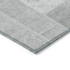 9' X 12' Silver Gray And Graphite Patchwork Washable Indoor Outdoor Area Rug no return