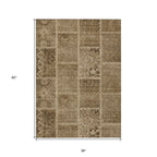 3' X 5' Brown And Beige Patchwork Washable Indoor Outdoor Area Rug