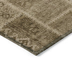 3' X 5' Brown And Beige Patchwork Washable Indoor Outdoor Area Rug