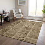 3' X 5' Brown And Beige Patchwork Washable Indoor Outdoor Area Rug