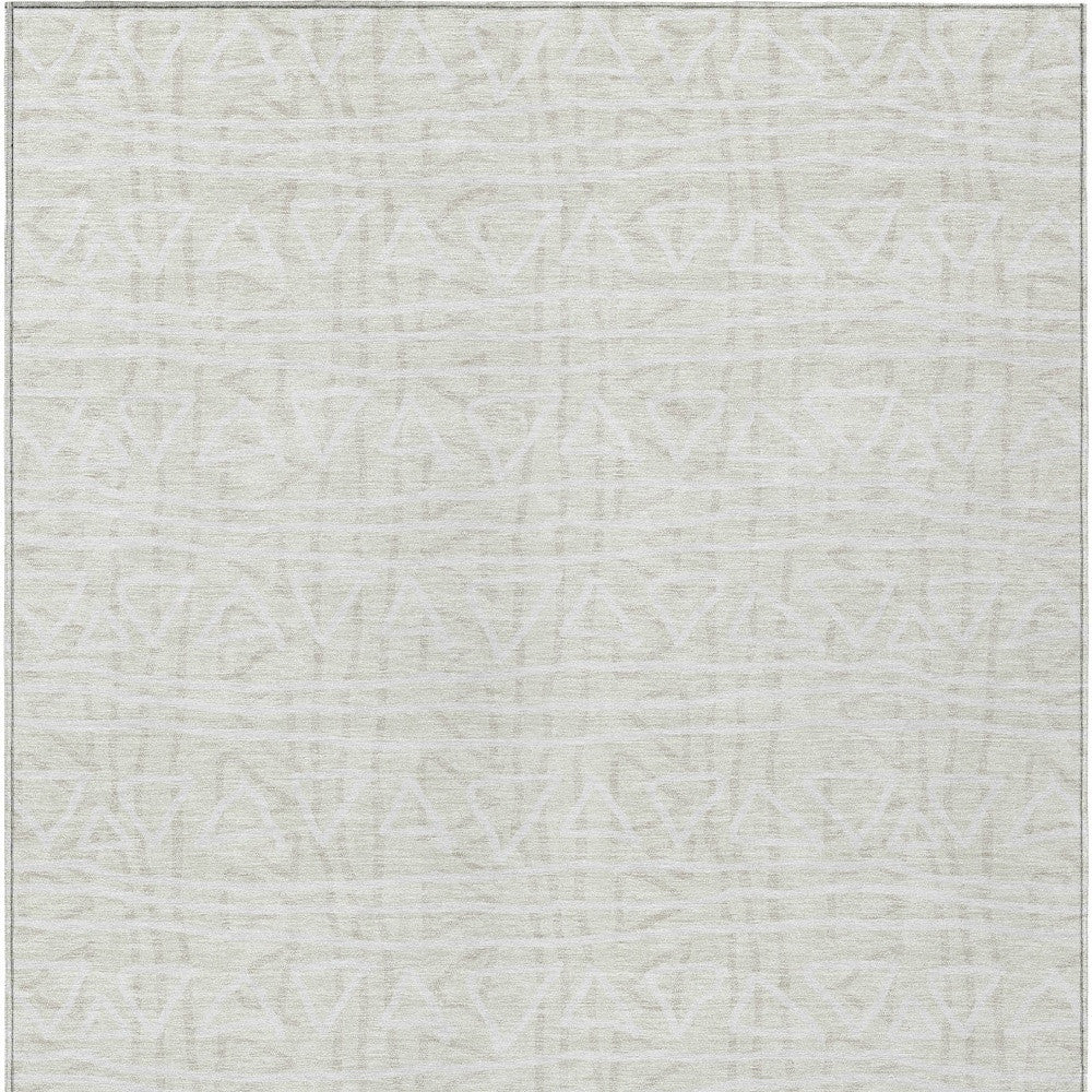 3' X 5' Ivory And Beige Geometric Washable Indoor Outdoor Area Rug