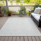 3' X 5' Ivory And Beige Geometric Washable Indoor Outdoor Area Rug