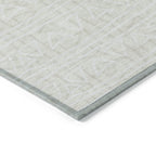 3' X 5' Ivory And Beige Geometric Washable Indoor Outdoor Area Rug