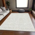 3' X 5' Ivory And Beige Geometric Washable Indoor Outdoor Area Rug