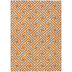 5' X 8' Orange And Ivory Geometric Washable Indoor Outdoor Area Rug