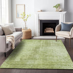 3' X 5' Sage And Green Abstract Washable Indoor Outdoor Area Rug