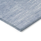 10' X 14' Denim Blue And Blue Abstract Washable Indoor Outdoor Area Rug