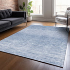 10' X 14' Denim Blue And Blue Abstract Washable Indoor Outdoor Area Rug
