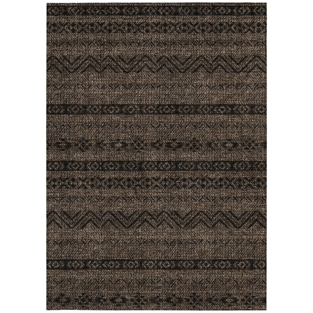 10' X 14' Chocolate And Brown Southwestern Washable Indoor Outdoor Area Rug