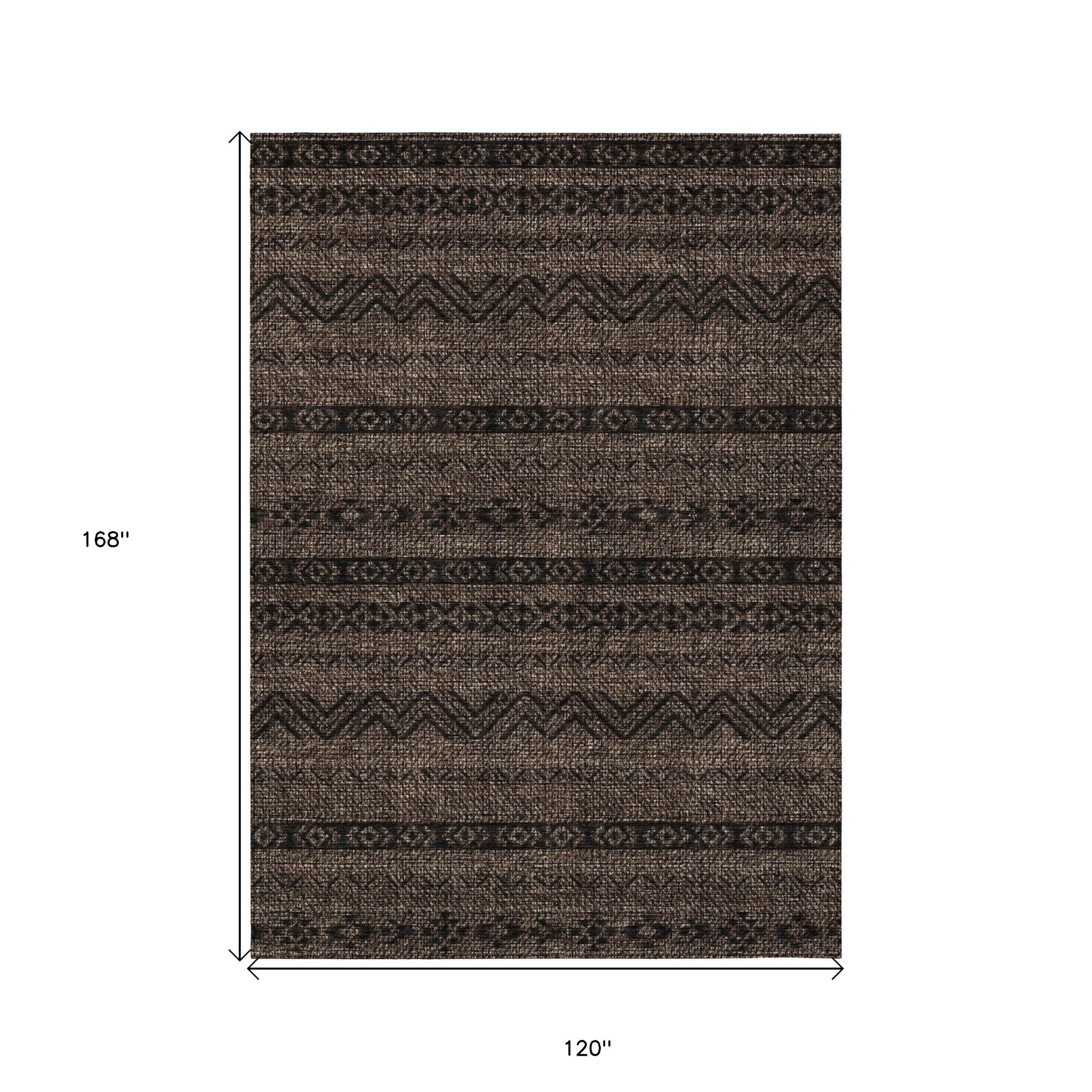 10' X 14' Chocolate And Brown Southwestern Washable Indoor Outdoor Area Rug