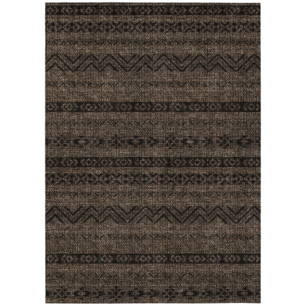 10' X 14' Chocolate And Brown Southwestern Washable Indoor Outdoor Area Rug