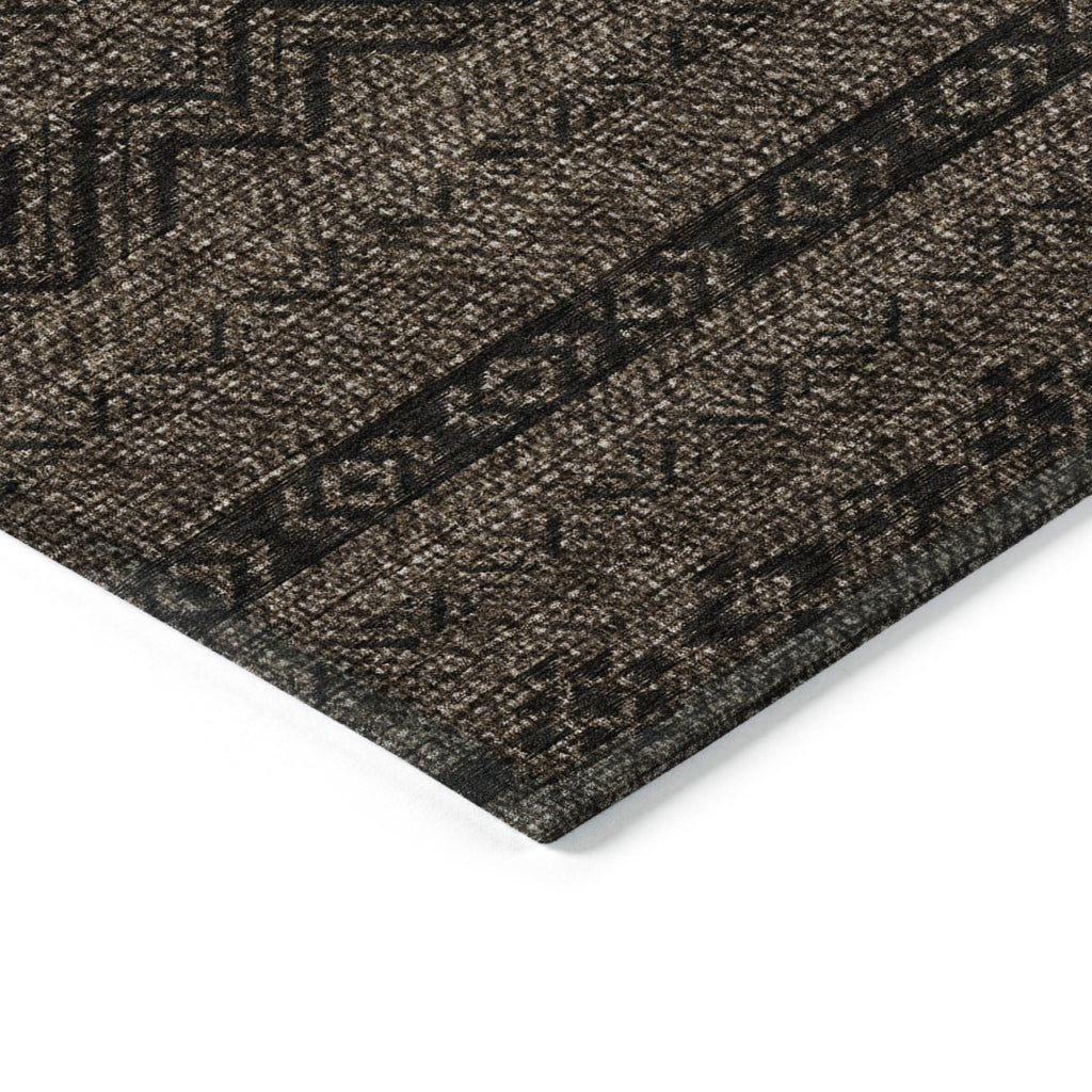 10' X 14' Chocolate And Brown Southwestern Washable Indoor Outdoor Area Rug