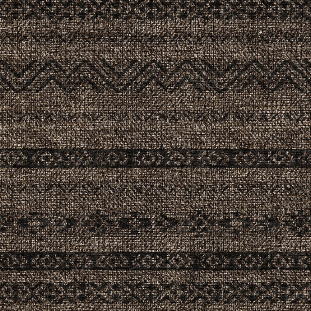 10' X 14' Chocolate And Brown Southwestern Washable Indoor Outdoor Area Rug