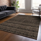 10' X 14' Chocolate And Brown Southwestern Washable Indoor Outdoor Area Rug