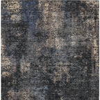 3' X 5' Charcoal Gray And Silver Abstract Washable Indoor Outdoor Area Rug