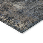 3' X 5' Charcoal Gray And Silver Abstract Washable Indoor Outdoor Area Rug