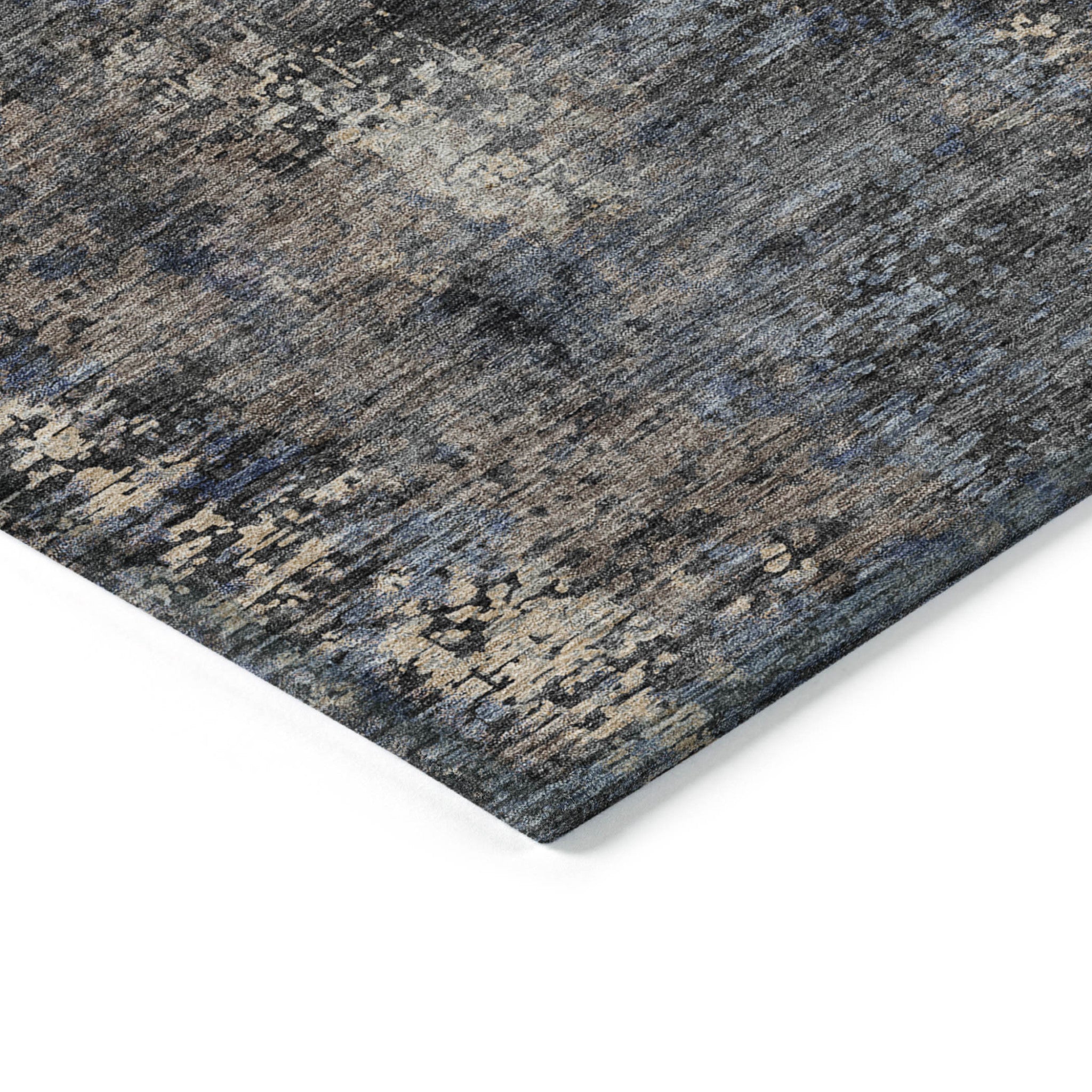 3' X 5' Charcoal Gray And Silver Abstract Washable Indoor Outdoor Area Rug