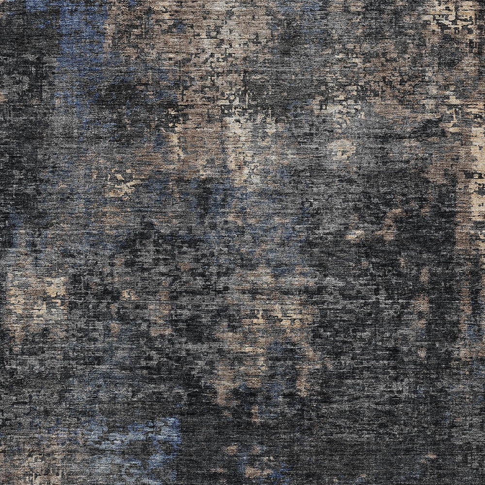 3' X 5' Charcoal Gray And Silver Abstract Washable Indoor Outdoor Area Rug